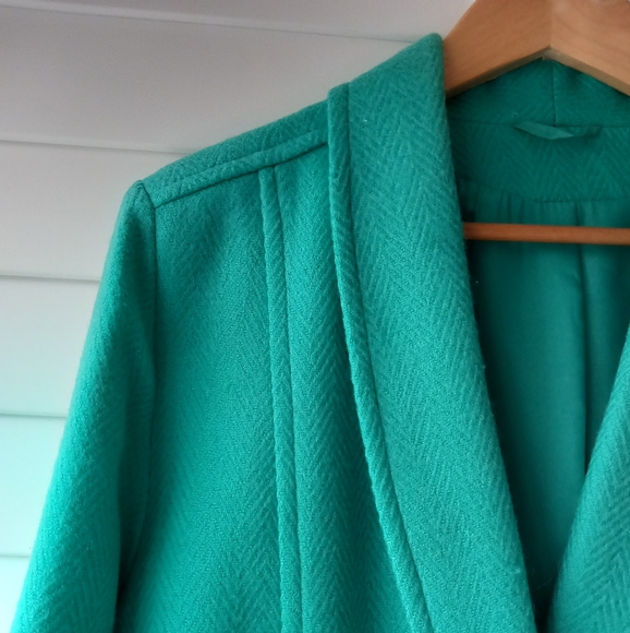 Vintage Canda Pure New Wool Jacket Blazer Jade Green Pockets Size 10 - Picture 2 of 13